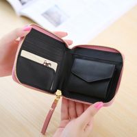 Korean Version Of The Color Square Simple Geometric Pattern Two Fold Zipper Wallet Nhni141545 main image 4