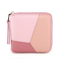 Korean Version Of The Color Square Simple Geometric Pattern Two Fold Zipper Wallet Nhni141545 main image 6