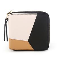 Korean Version Of The Color Square Simple Geometric Pattern Two Fold Zipper Wallet Nhni141545 main image 7