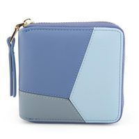 Korean Version Of The Color Square Simple Geometric Pattern Two Fold Zipper Wallet Nhni141545 main image 8
