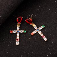 Cute Heart Shaped Cross With Rhinestone Earrings Nhqd141633 main image 3