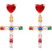 Cute Heart Shaped Cross With Rhinestone Earrings Nhqd141633 main image 6