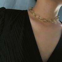 Stylish Single Layer Oval Chain Metal Necklace Nhxr141771 main image 4