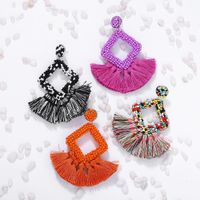 Fashion Woven Color Tassel Beads Earrings Nhjq141832 main image 2