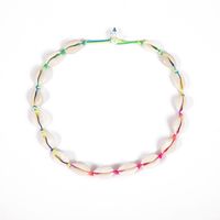 Simple Beads Woven Shell Color Line Adjustment Buckle Necklace Nhxr141877 main image 6