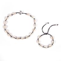 Simple Beads Woven Shell Color Line Adjustment Buckle Necklace Nhxr141877 main image 13
