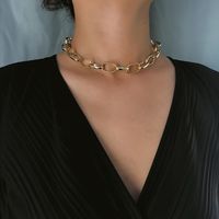 Stylish Single Layer Oval Chain Metal Necklace Nhxr141771 sku image 1