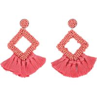 Fashion Woven Color Tassel Beads Earrings Nhjq141832 sku image 9