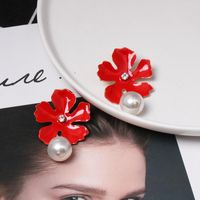 52253 Süße Blumen Ohrringe Weibliches Temperament All-match-eingelegte Perlen Tropfen Öl Bemalte Ohrringe Koreanische Einfache Ohrringe Frauen main image 3
