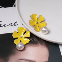 52253 Süße Blumen Ohrringe Weibliches Temperament All-match-eingelegte Perlen Tropfen Öl Bemalte Ohrringe Koreanische Einfache Ohrringe Frauen main image 5