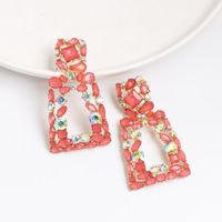 New Geometric Stained Glass Rhinestone Studded Hollow Earrings Nhjj142152 main image 1