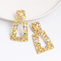 New Geometric Stained Glass Rhinestone Studded Hollow Earrings Nhjj142152 main image 3