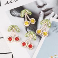 52343 Ohrringe Europäische Und Amerikanische Einfache Persönlichkeit Frucht Serie Hand Gefertigte Kirsch Ohrringe Mit Diamanten Ohrringe 2019 Neu main image 2