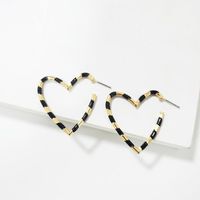 New Alloy Black And White Wire Heart Earrings Nhjj142208 main image 1