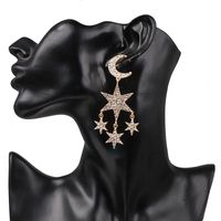 Fashion Alloy-encrusted Five-pointed Star Moon Tassel Earrings Nhjj142211 main image 6