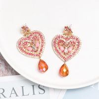 New Heart-shaped Colored Rhinestone Stud Earrings Nhjj142216 main image 3