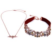 Fashion Flannel Gemstone Flower Bird Choker Nhqd142245 main image 1