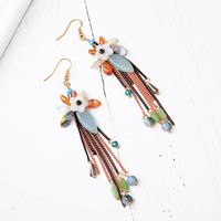 Fashion Long Shell Glass Beads Tassel Earrings Nhqd142248 main image 5