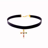 Coréen Style De Mode Collier Croix Zircon Avec Diamant Choker Collier Femme Court Personnalisé Clavicule Chaîne De Mode Mx0032 main image 2