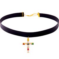 Coréen Style De Mode Collier Croix Zircon Avec Diamant Choker Collier Femme Court Personnalisé Clavicule Chaîne De Mode Mx0032 main image 6