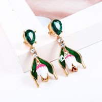 925 Alloy Needle Long Drip Oil Flower Rhinestone Earrings Nhqd142397 main image 1