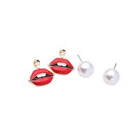 Ed00733a Koreanische Mode Tropfende Lippen Netto-promi-ohrringe Temperament All-match Persönlichkeit Leichte Luxus Rote Lippen Perlen Ohrringe main image 4