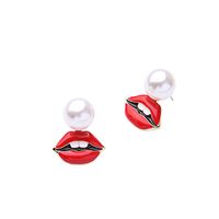 Ed00733a Koreanische Mode Tropfende Lippen Netto-promi-ohrringe Temperament All-match Persönlichkeit Leichte Luxus Rote Lippen Perlen Ohrringe main image 6