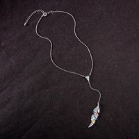 Simple Feather And Rhinestone Pendant Necklace Nhqd142407 main image 5