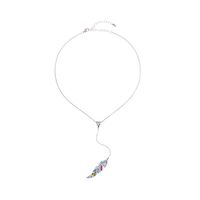 Simple Feather And Rhinestone Pendant Necklace Nhqd142407 main image 7
