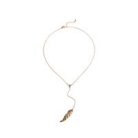 Simple Feather And Rhinestone Pendant Necklace Nhqd142407 main image 8