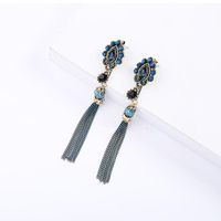 Sterling Silver Needle Stud Earrings Women's Ethnic Style Tassel Ear Clip European And American Elegant Long Face Slimming Ear Rings Ed02027d main image 1