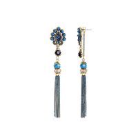 Sterling Silver Needle Stud Earrings Women's Ethnic Style Tassel Ear Clip European And American Elegant Long Face Slimming Ear Rings Ed02027d main image 7