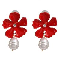 52253 Süße Blumen Ohrringe Weibliches Temperament All-match-eingelegte Perlen Tropfen Öl Bemalte Ohrringe Koreanische Einfache Ohrringe Frauen sku image 1
