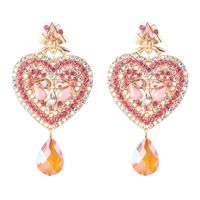 New Heart-shaped Colored Rhinestone Stud Earrings Nhjj142216 sku image 1