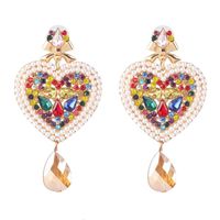 New Heart-shaped Colored Rhinestone Stud Earrings Nhjj142216 sku image 2
