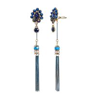 Sterling Silver Needle Stud Earrings Women's Ethnic Style Tassel Ear Clip European And American Elegant Long Face Slimming Ear Rings Ed02027d sku image 1