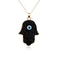 Wholesale Jewelry Artistic Irregular Palm Eye Alloy Natural Stone Pendant Necklace main image 1