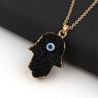 Wholesale Jewelry Artistic Irregular Palm Eye Alloy Natural Stone Pendant Necklace main image 7