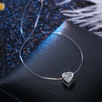 New Transparent Zircon Heart-shaped Necklace Nhgo142773 main image 5