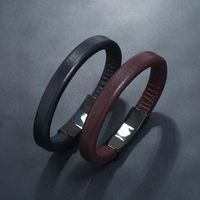 Simple And Versatile Stainless Steel Cowhide Bracelet Nhpk142802 main image 3