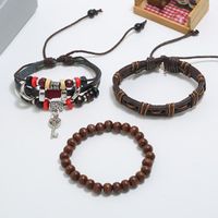 Vintage Woven Cowhide Handmade Beaded Bracelet 3 Pics Nhpk142813 main image 4