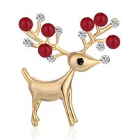 Europäische Und Amerikanische Neue Mode Niedlichen Sika Hirsch Weihnachts Malerei Öl Tier Brust Perle Niedliche Mode Corsage Spot main image 8