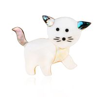 Cartoon Cute Alloy Drop Oil White Cat Brooch Nhdr142871 main image 1