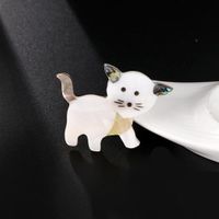 Cartoon Cute Alloy Drop Oil White Cat Brooch Nhdr142871 main image 5