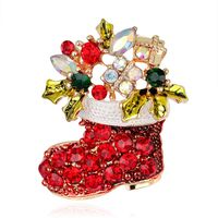 Fashion Rhinestones Christmas Boots Brooch Nhdr142885 main image 1