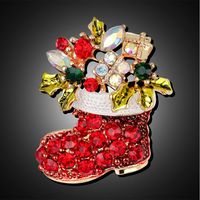Fashion Rhinestones Christmas Boots Brooch Nhdr142885 main image 6