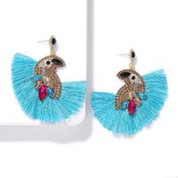 Fashion Acrylic Color Rhinestone Parrot Tassel Earrings Nhjq143022 main image 3