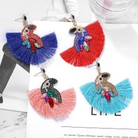 Fashion Acrylic Color Rhinestone Parrot Tassel Earrings Nhjq143022 main image 4