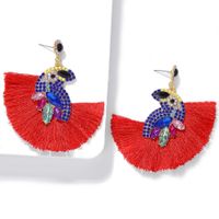 Fashion Acrylic Color Rhinestone Parrot Tassel Earrings Nhjq143022 main image 5