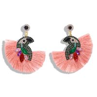Fashion Acrylic Color Rhinestone Parrot Tassel Earrings Nhjq143022 main image 6